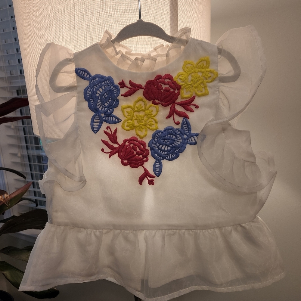 Janie and Jack flowery embroidered top sz5